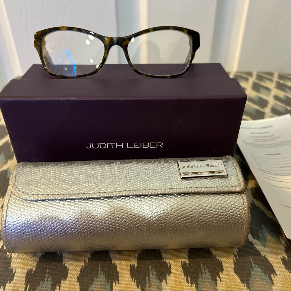 EUC Judith Leiber JL1657 02 Green Tortoise Cat Eye Eyeglasses Frame 54-17-140